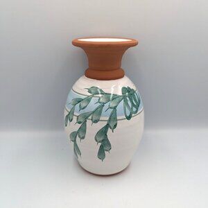 Vintage Emerson Creek Art Pottery Clay Vase Hand Painted Bedford VA, USA 7.5"
